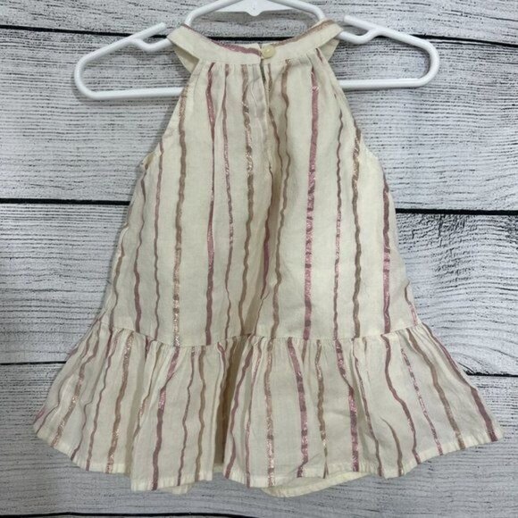 Old Navy Striped Metallic Shimmer Halter Neck Dress Size 6/12 month - Picture 2 of 2